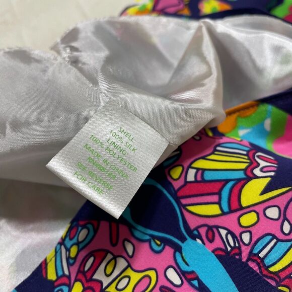 Lilly Pulitzer silk one-shoulder butterfly tank top size 2 whimsical summer - Picture 6 of 8